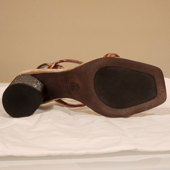 Excellent EU39 Brunello Cucinelli Monili Bead Sandal Croc Embossed - Picture 6 of 12